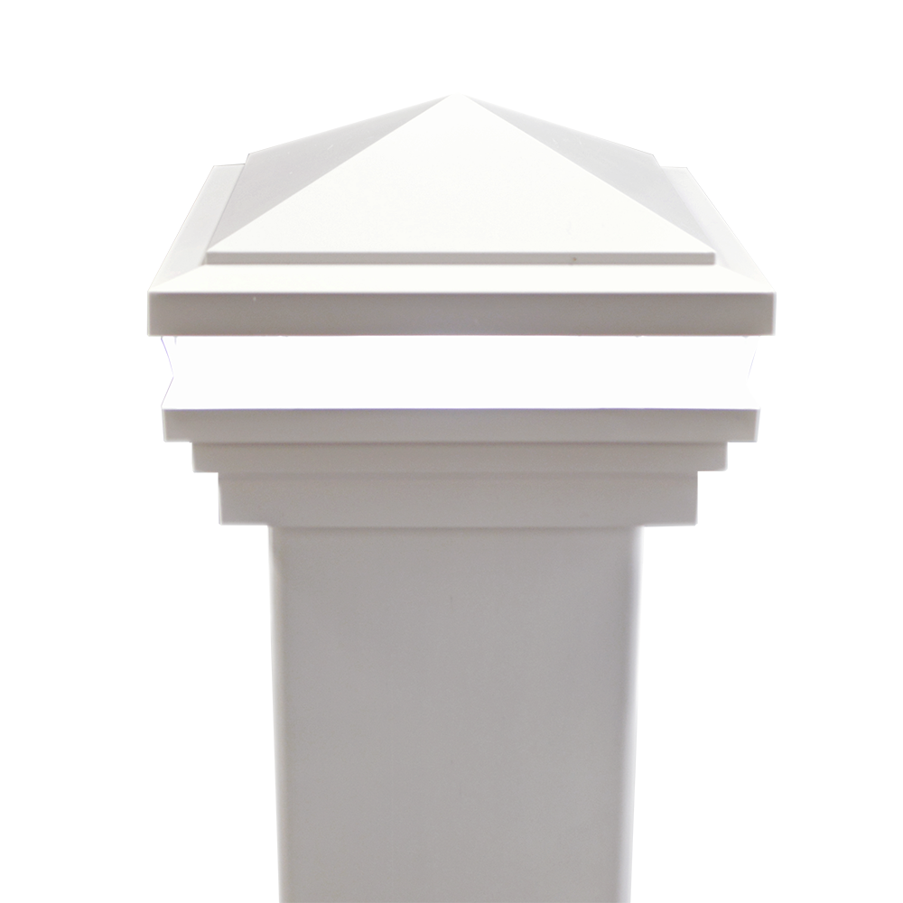White vinyl Haven low voltage LED post cap