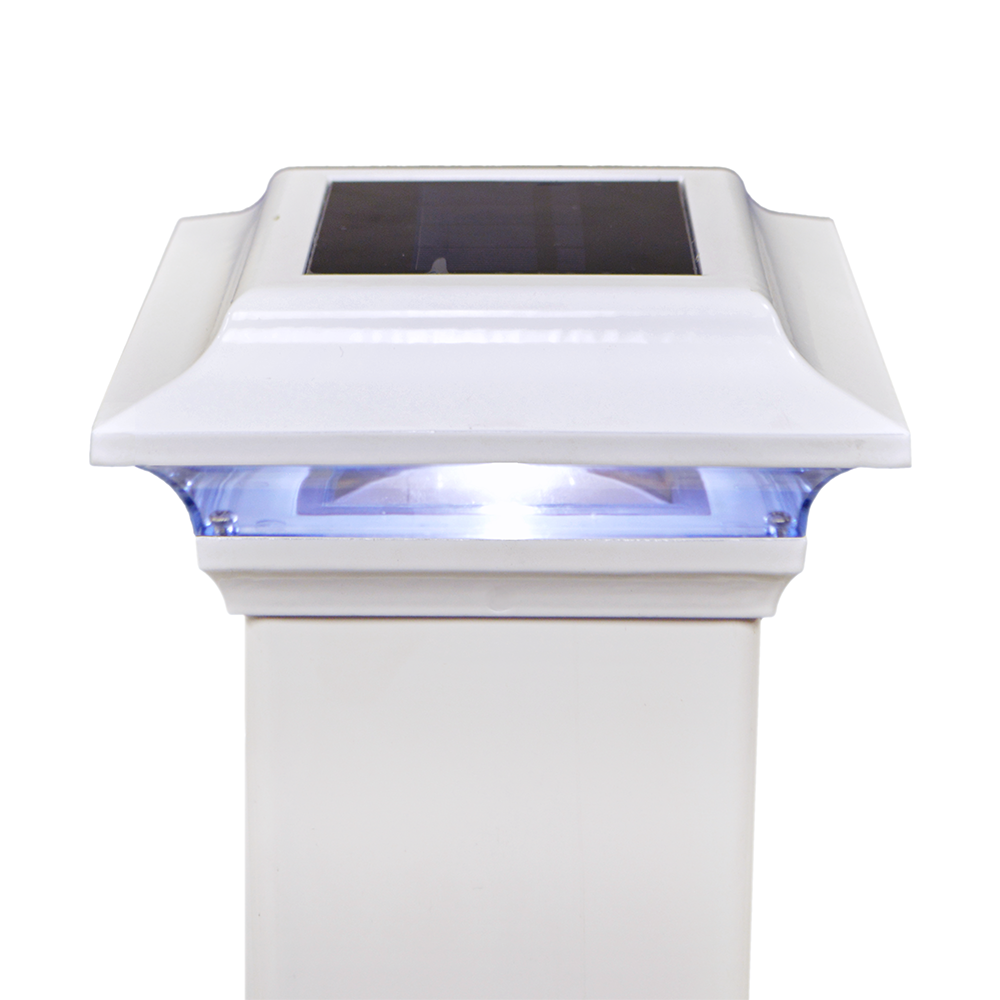 White vinyl Imperial Solar LED post cap