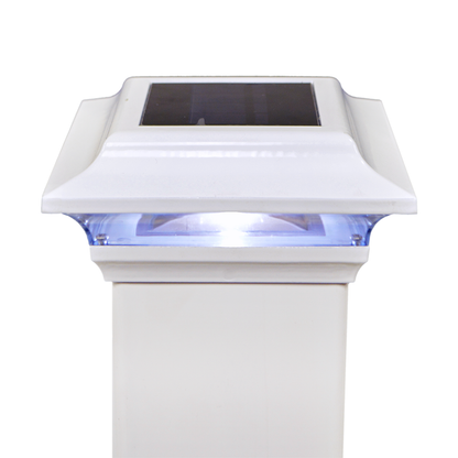 White vinyl Imperial Solar LED post cap