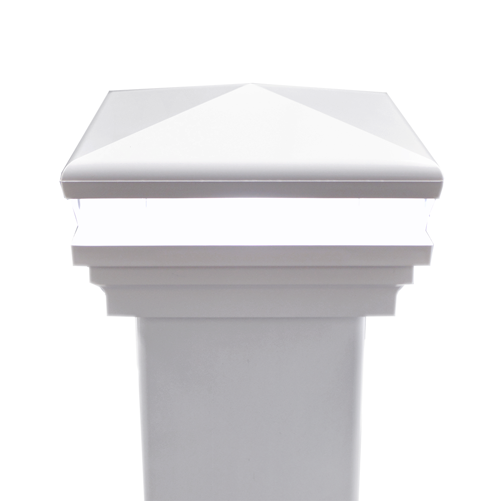 White vinyl Neptune low voltage LED post cap