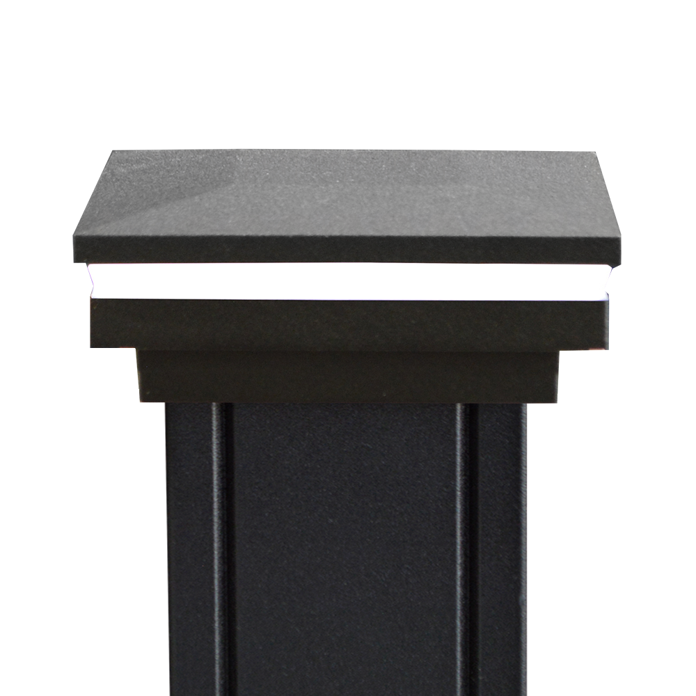 Black Aluminum Ornamental Combination low voltage LED post cap