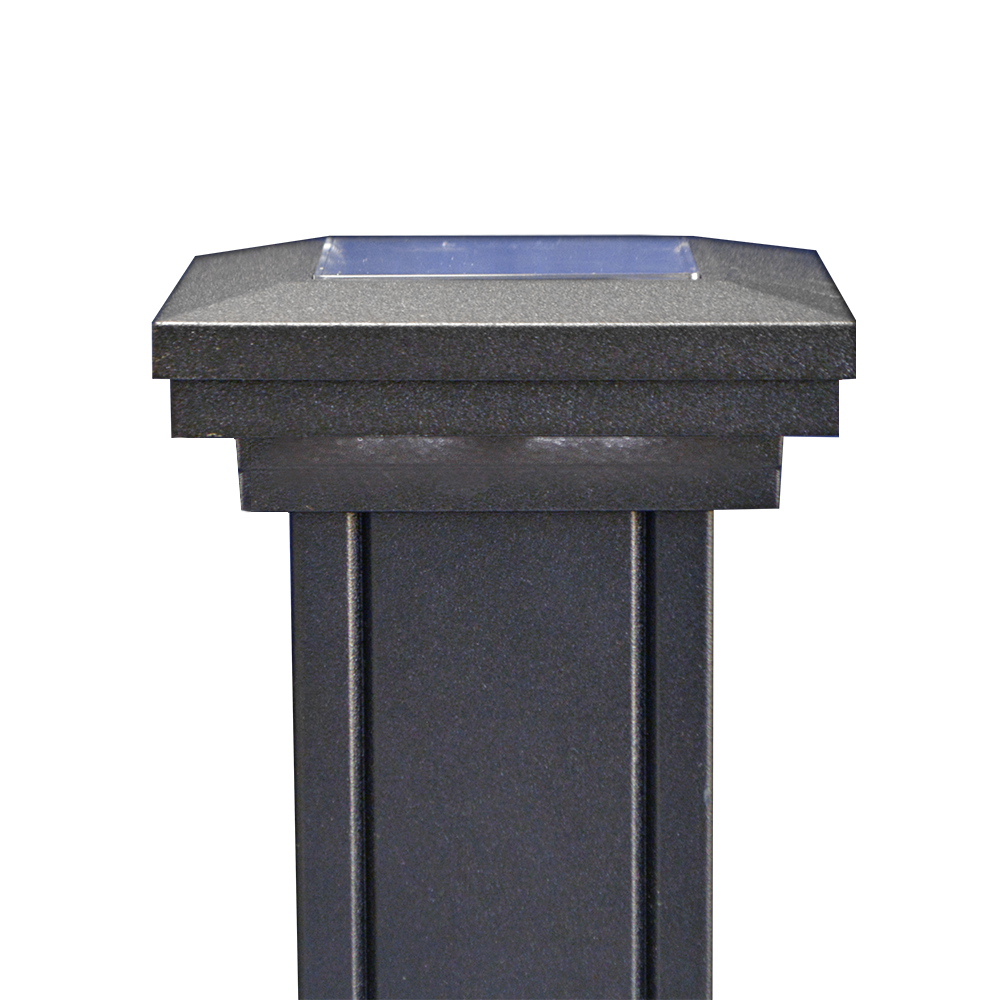 Black Aluminum Ornamental Downward Solar LED post cap