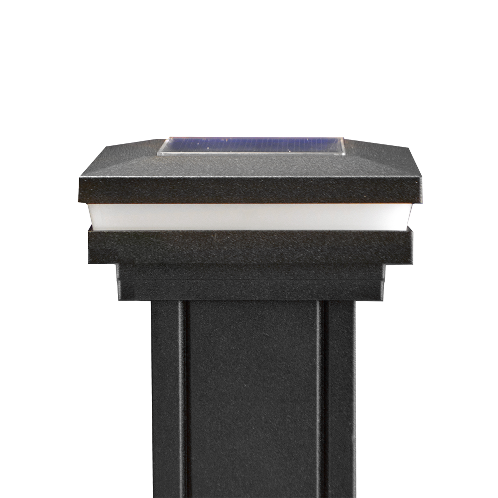 Black Aluminum Ornamental Lens Solar LED post cap
