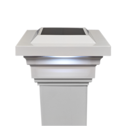 White vinyl Regal Solar LED post cap