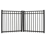 Mansfield aluminum fencing double gate stock image