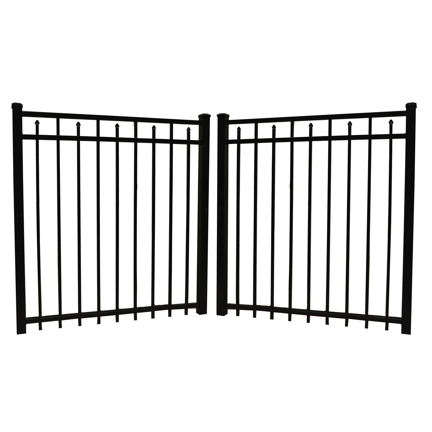 Toledo aluminum fencing double gate stock image