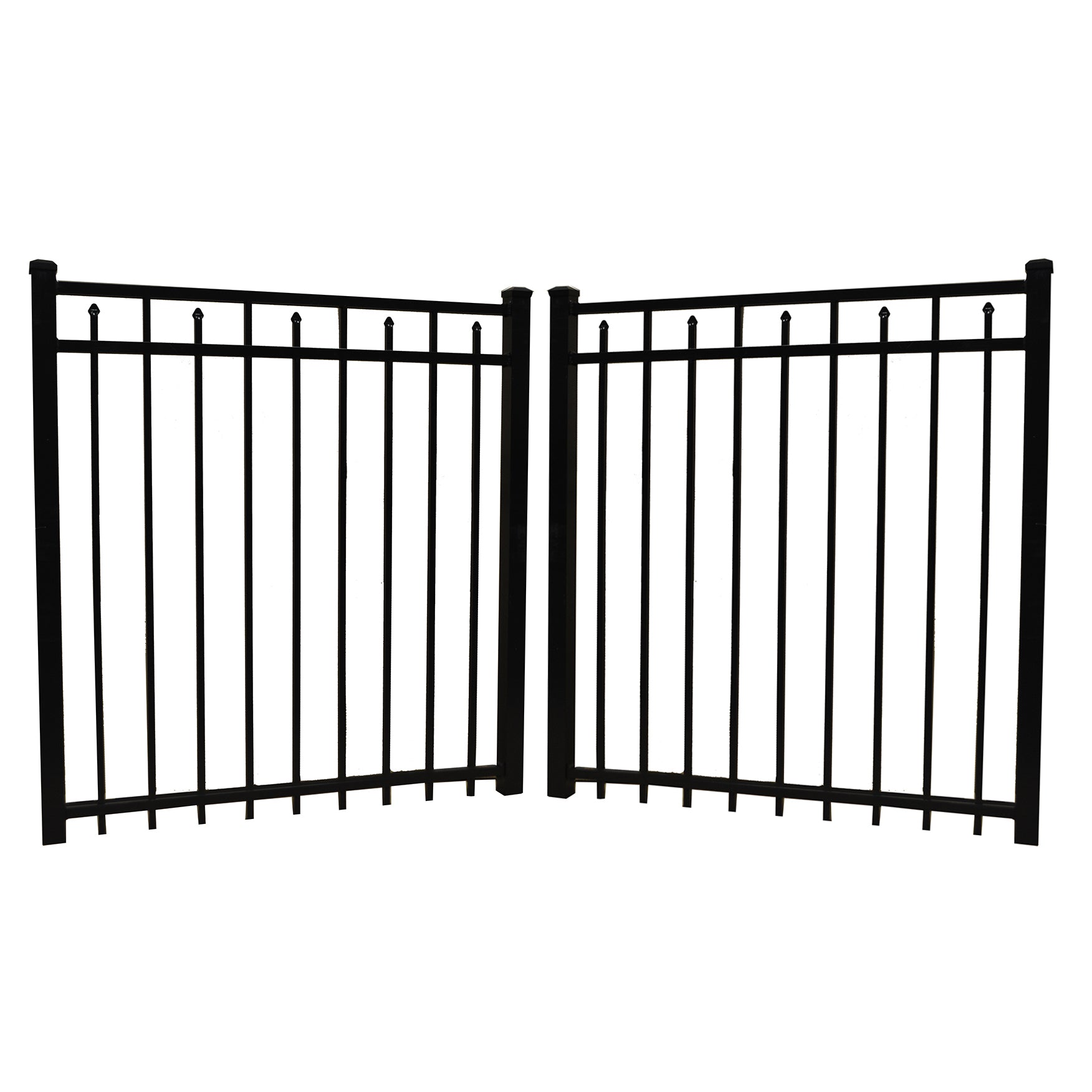 Toledo aluminum fencing double gate stock image
