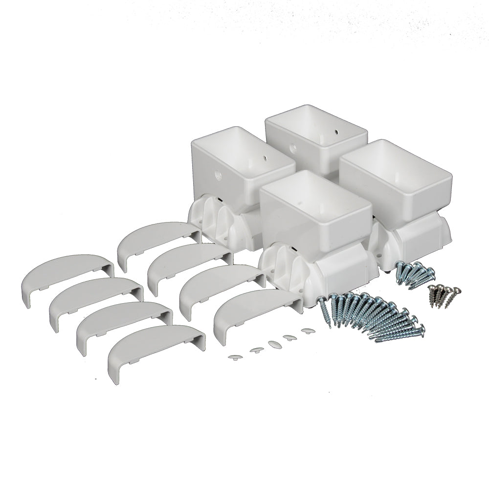 White vinyl classic vertical railing bracket kit