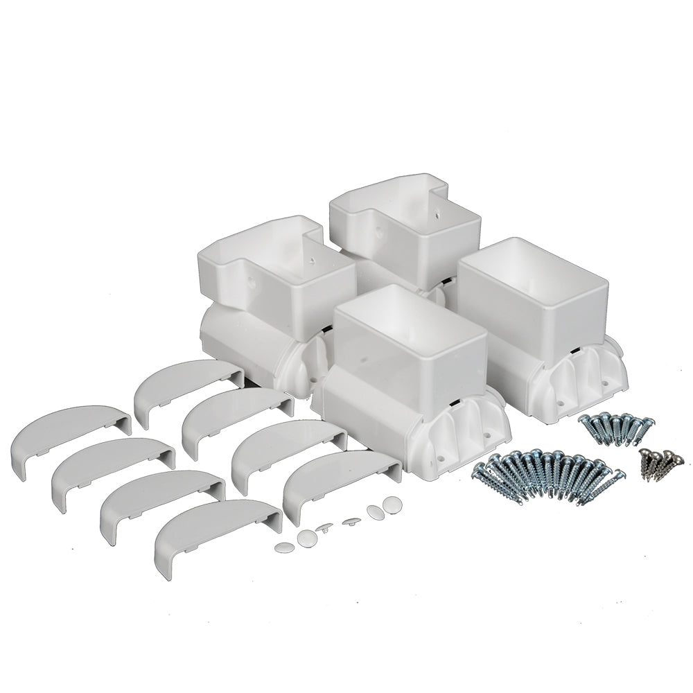 White vinyl T-rail horizontal railing bracket kit