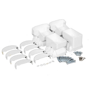 White vinyl t-rail vertical railing bracket kit