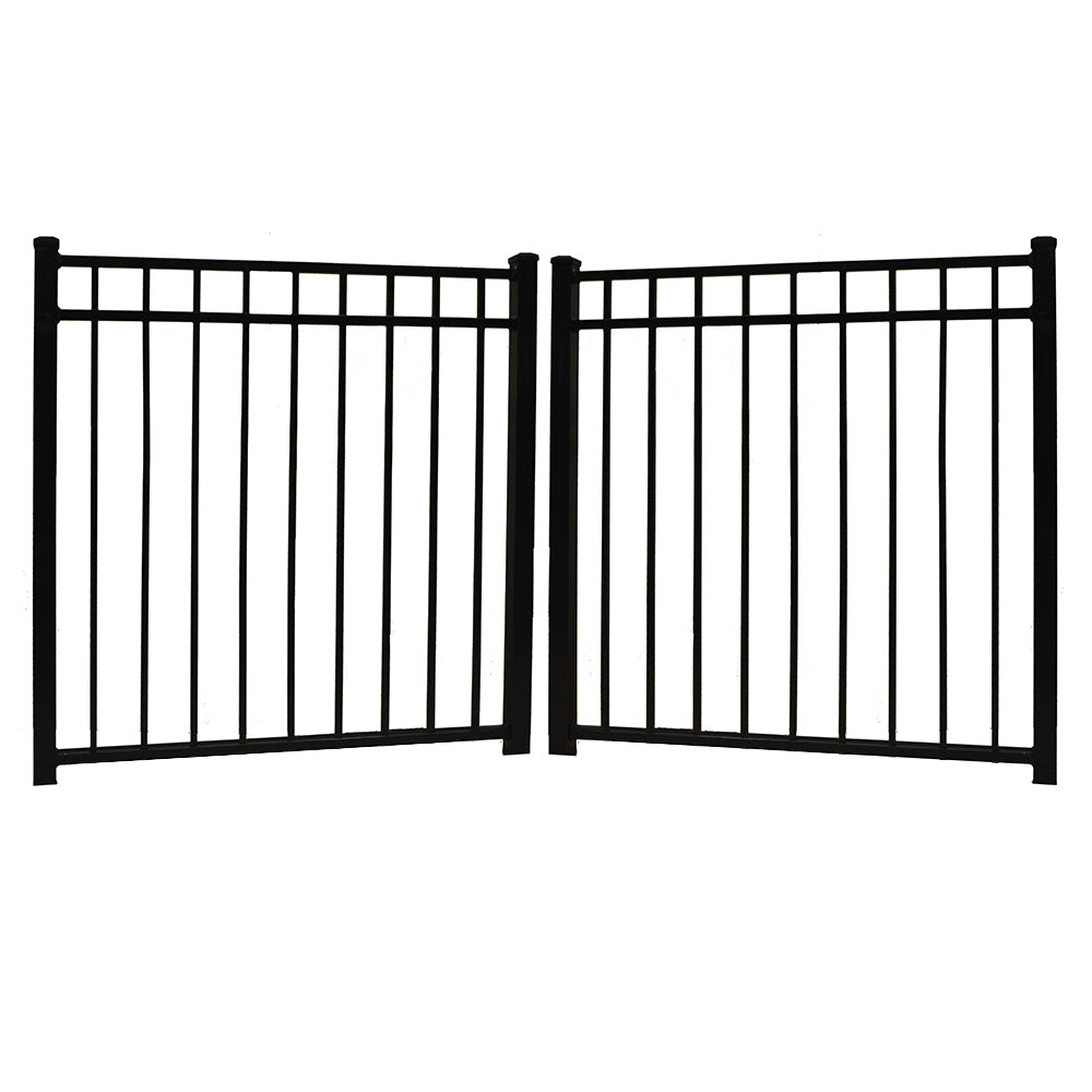 Pacific aluminum fencing double gate stock image