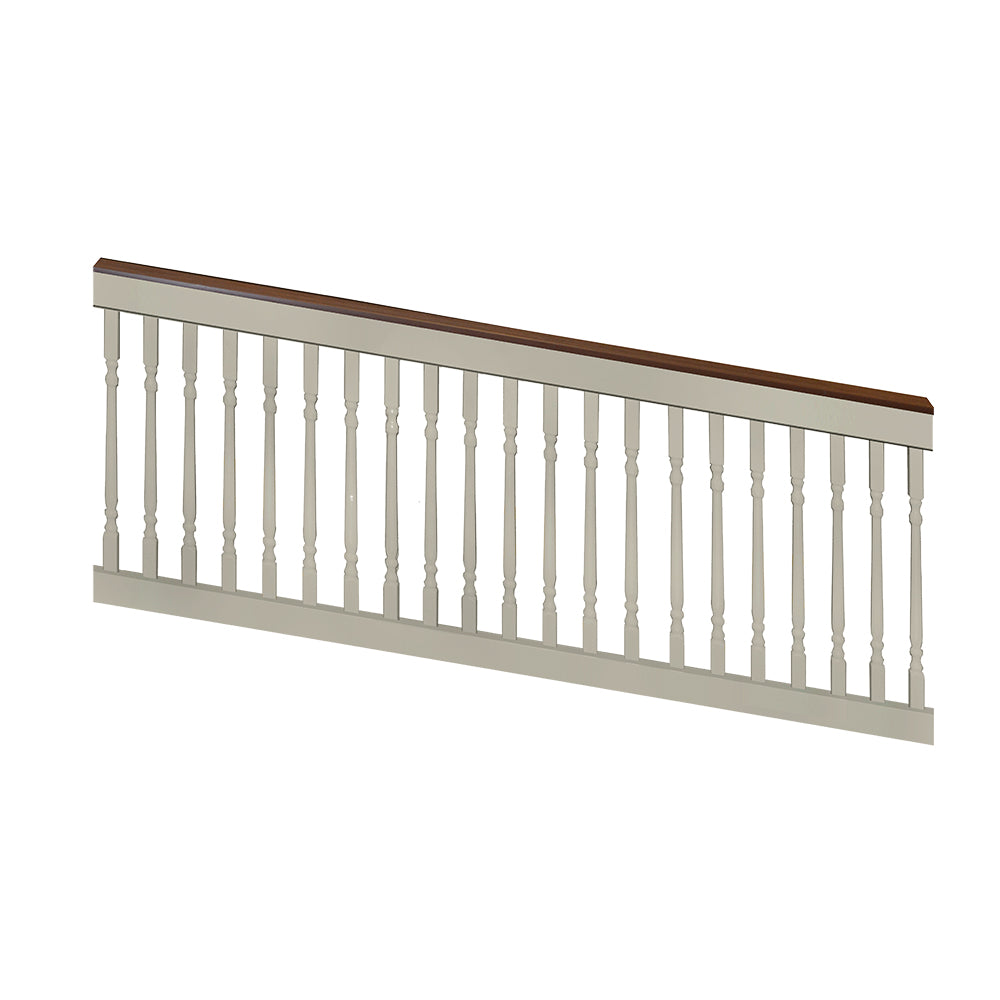 Wakefield khaki vinyl deck board stair railing stock image