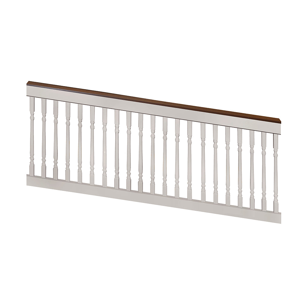 Wakefield tan vinyl deck board stair railing stock image