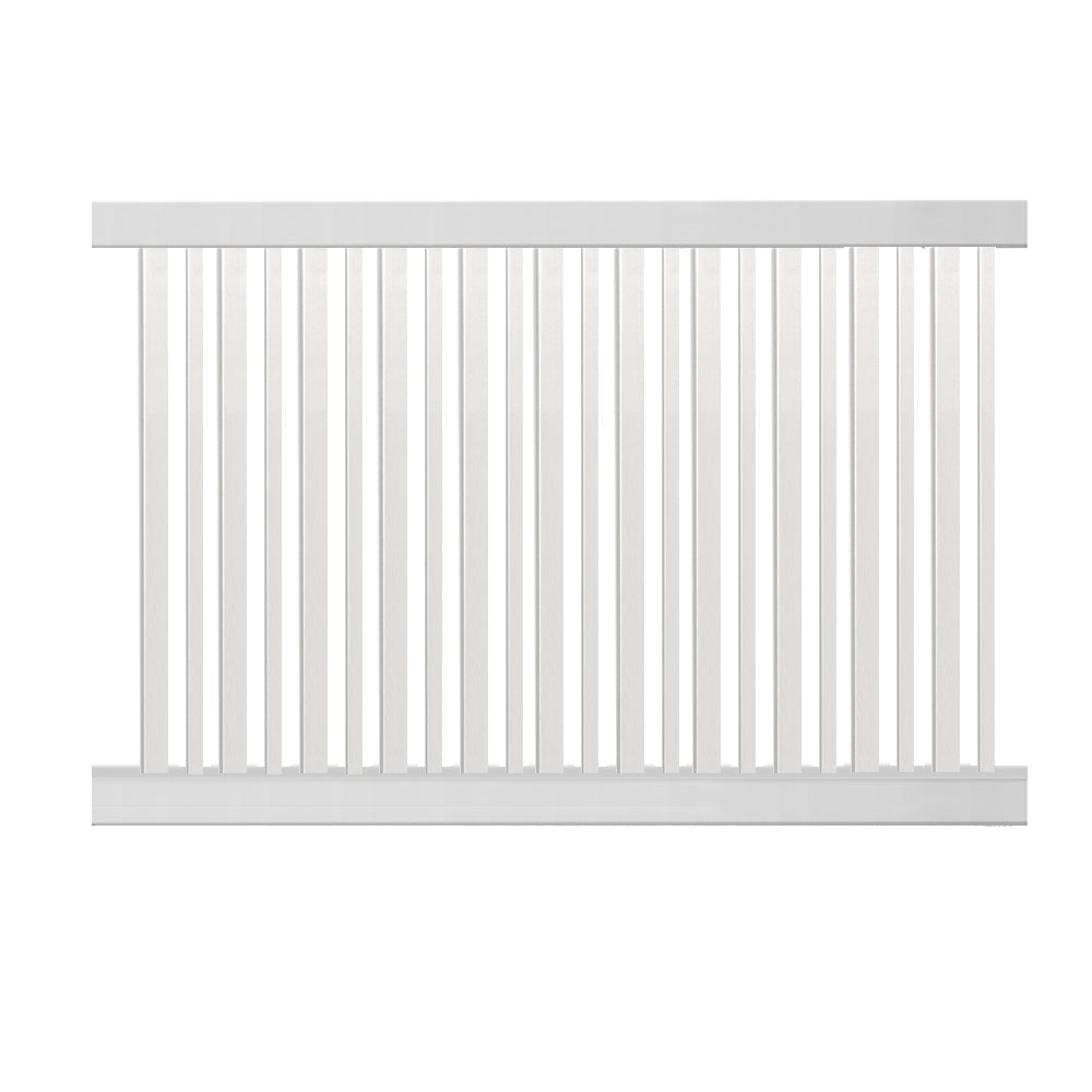 White Sarasota vinyl pool fence stock image