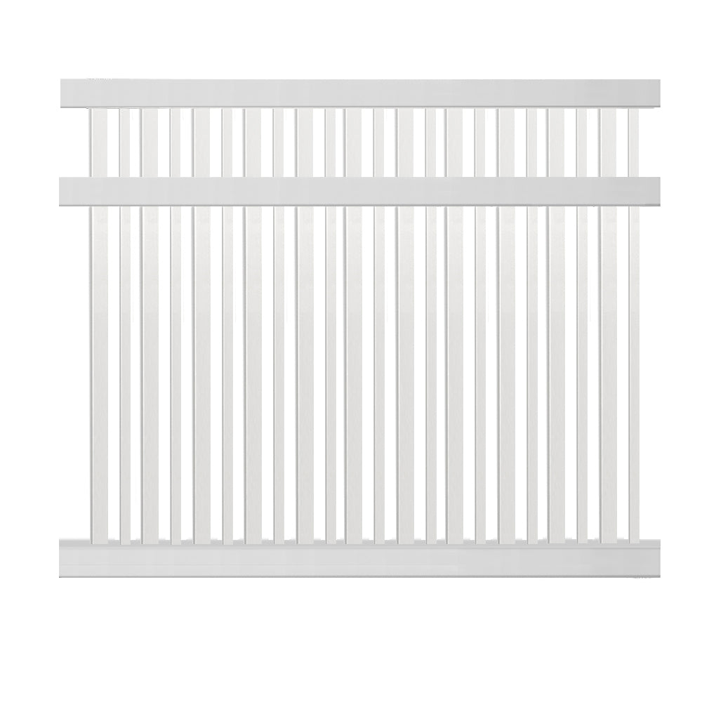 White vinyl pool fence stock image