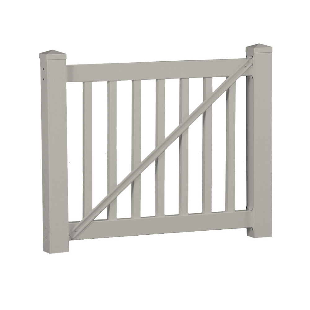 Khaki Berkshire vinyl railing gate stock image