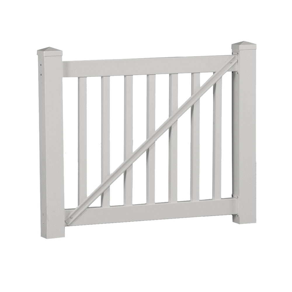 Tan Berkshire vinyl railing gate stock image