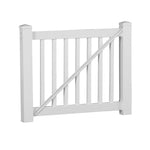 White Berkshire vinyl railing gate stock image