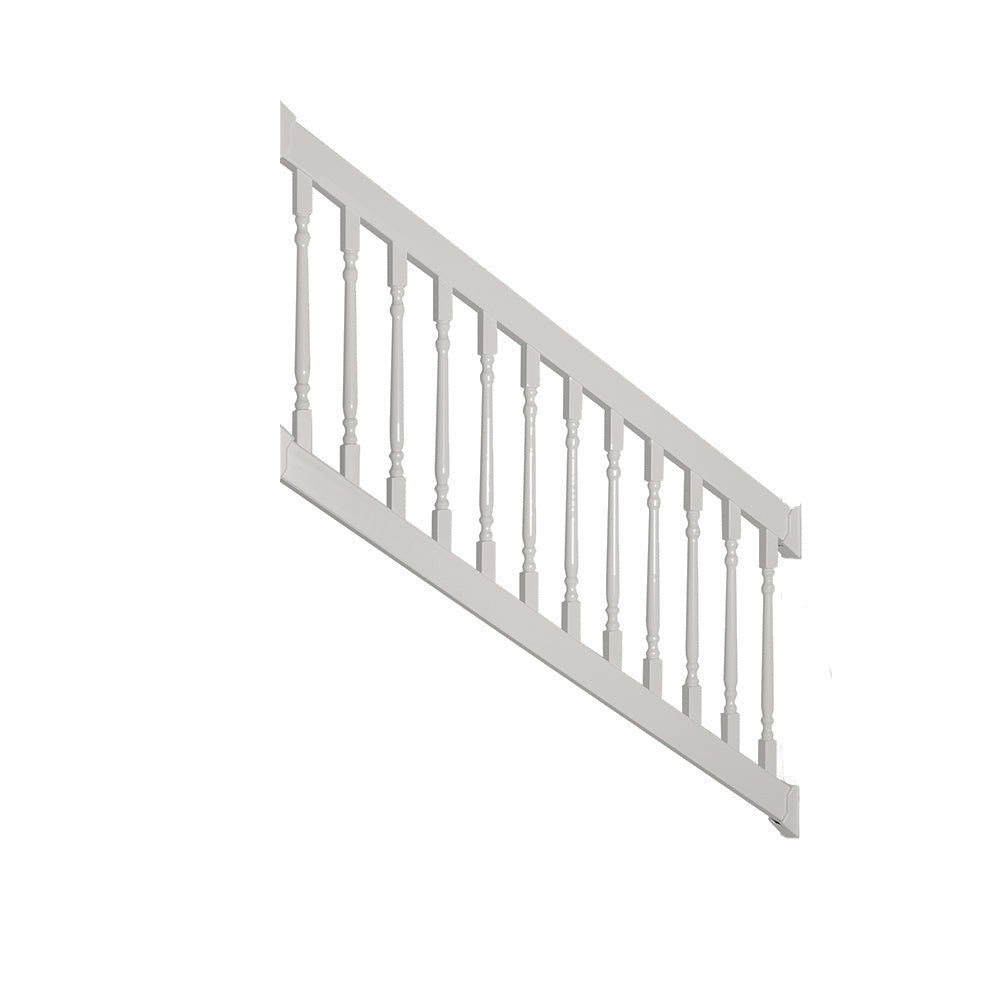 Tan Burlington vinyl stair railing stock image