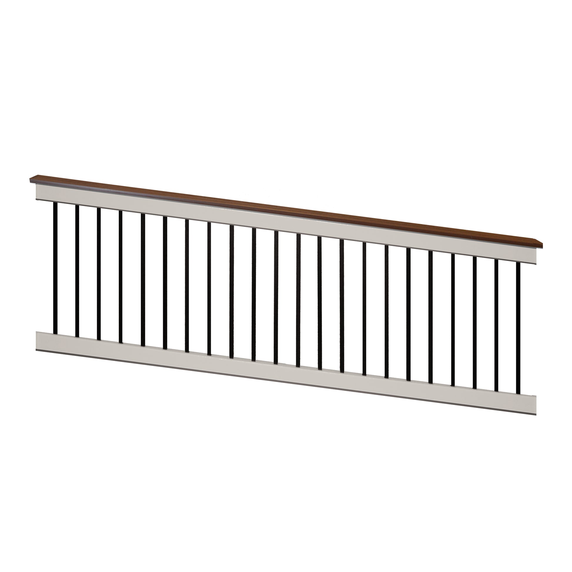 Derby tan vinyl deck board stair railing stock image
