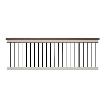 Derby tan vinyl deck board railing stock image