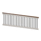 Lancaster tan vinyl deck board stair railing stock image