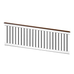 Lancaster white vinyl deck board stair railing stock image