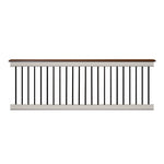 Lancaster tan vinyl deck board railing stock image