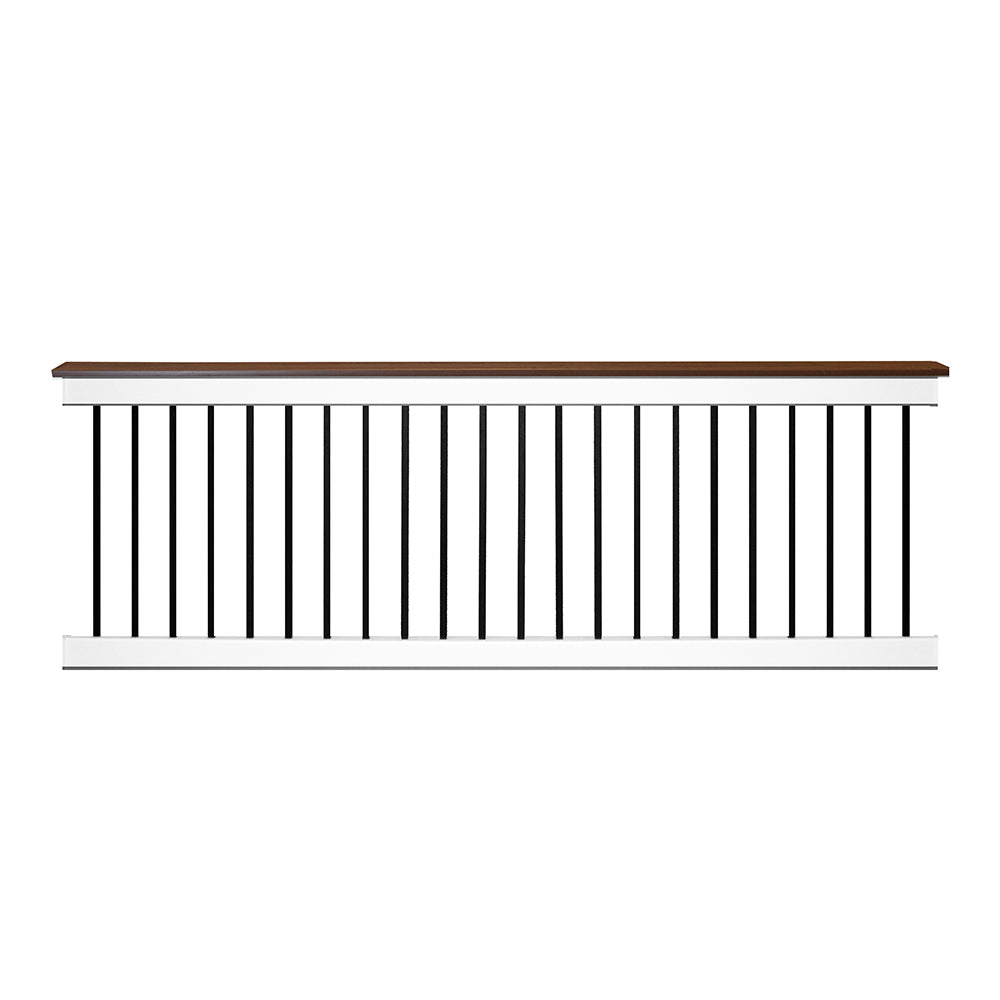 Lancaster white vinyl deck board railing stock image