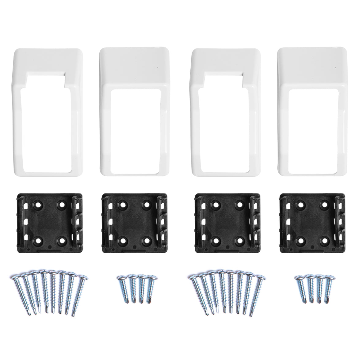 White vinyl stair railing bracket kit