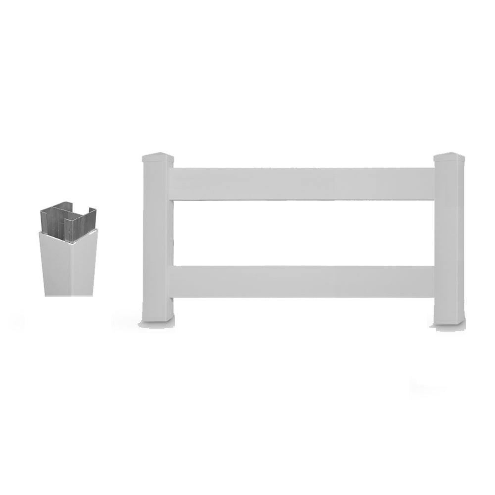 white vinyl 2-rail horse fence gate stock image