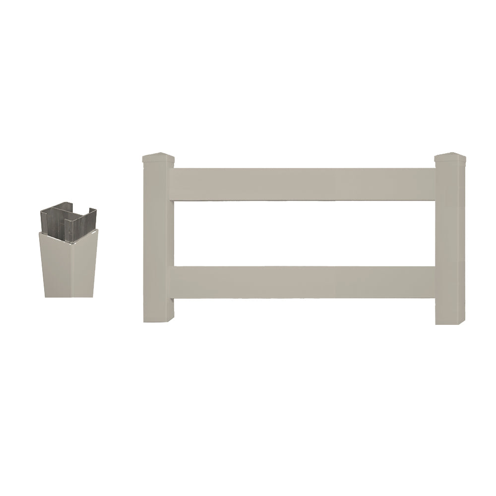 khaki vinyl 2-rail horse fence gate stock image