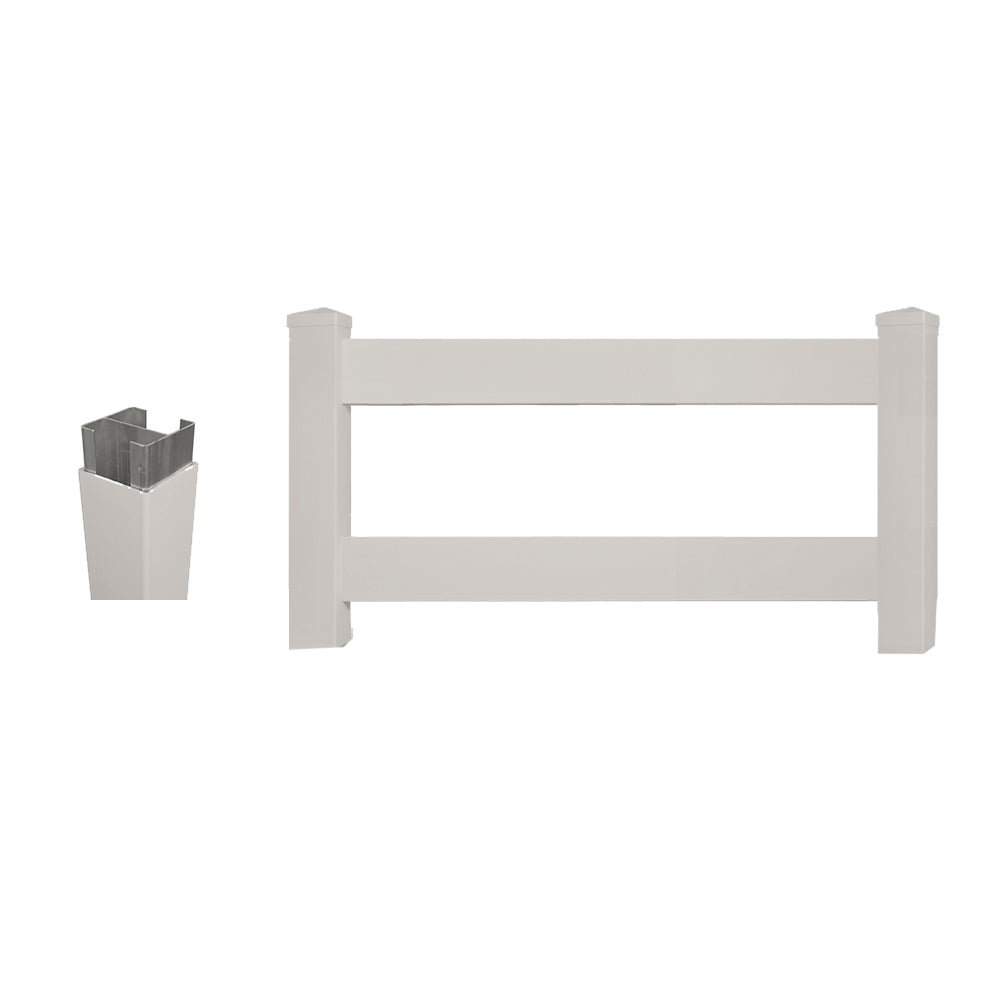 tan vinyl 2-rail horse fence gate stock image