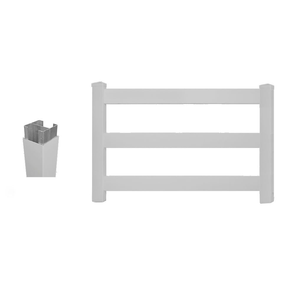 white vinyl 3-rail horse fence gate stock image