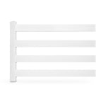 white vinyl 4-rail horse fence stock image