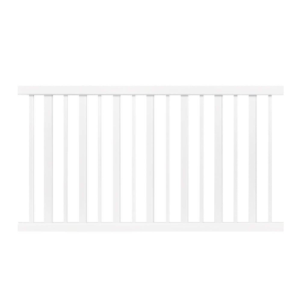 White Atlantis vinyl pool fence stock image