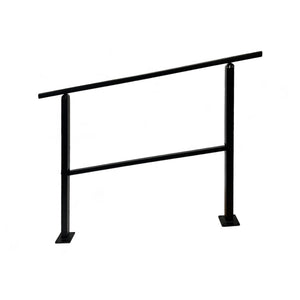 Black metal handrail on a white background