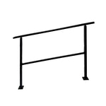 Black metal handrail on a white background