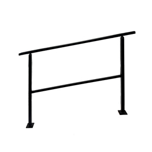 Black metal handrail on a white background