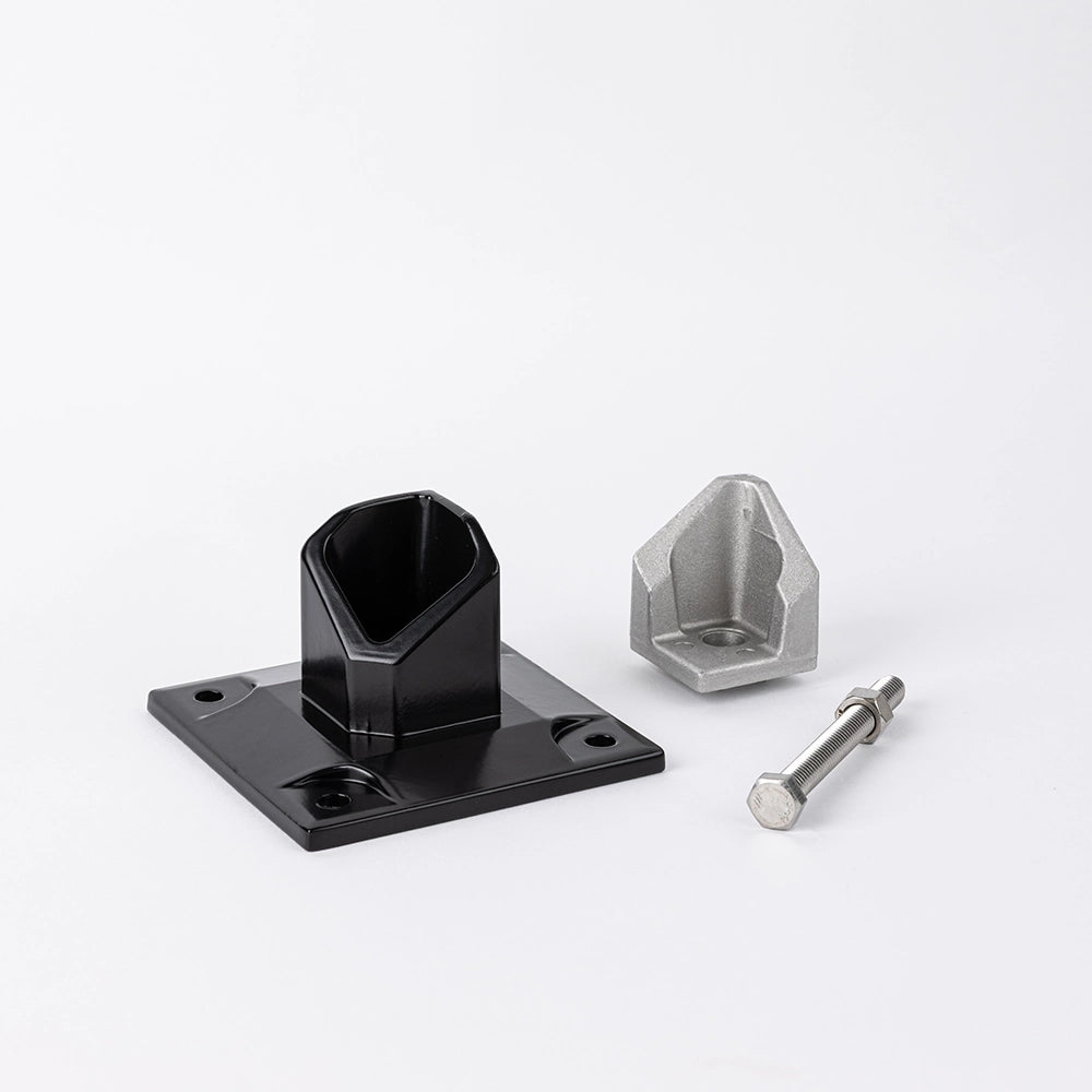 Aluminum Fencing and railing metal floor flange stock image