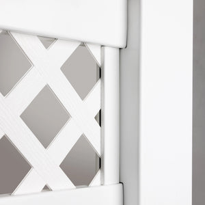 vinyl lattice end cap installed on a lattice fencing.