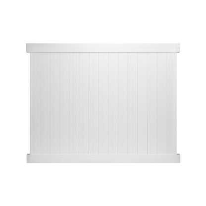Weatherables Pembroke white vinyl privacy fence stock image