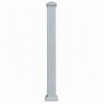 Coastal grey woodgrain vinyl railing post stock image