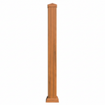 Cedar woodgrain vinyl railing post stock image