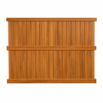 Cedar woodgrain Augusta vinyl privacy fence panel stock image