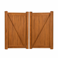 Cedar woodgrain Savannah vinyl privacy fence double gate stock image