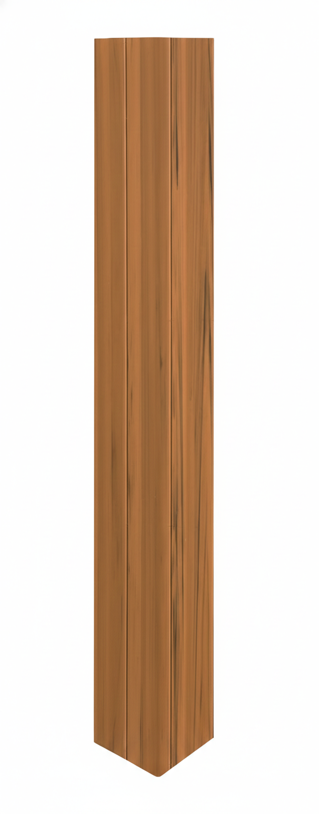 Cedar woodgrain vinyl railing post stock image