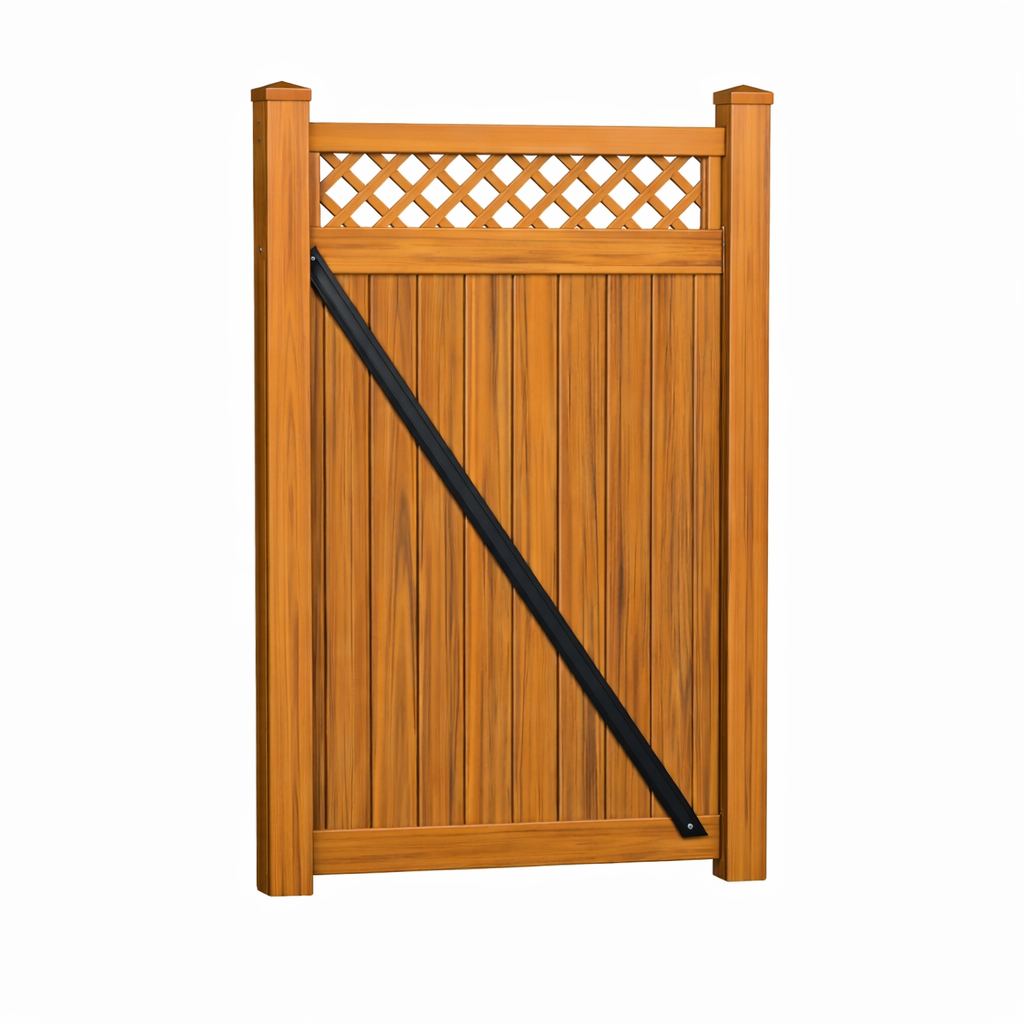 cedar woodgrain vinyl privacy single gate