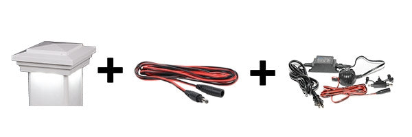 Outdoor light fixture with wiring and control unit on a white background