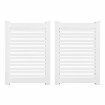 Weatherables Everglade white vinyl semi-privacy fence double gate stock image